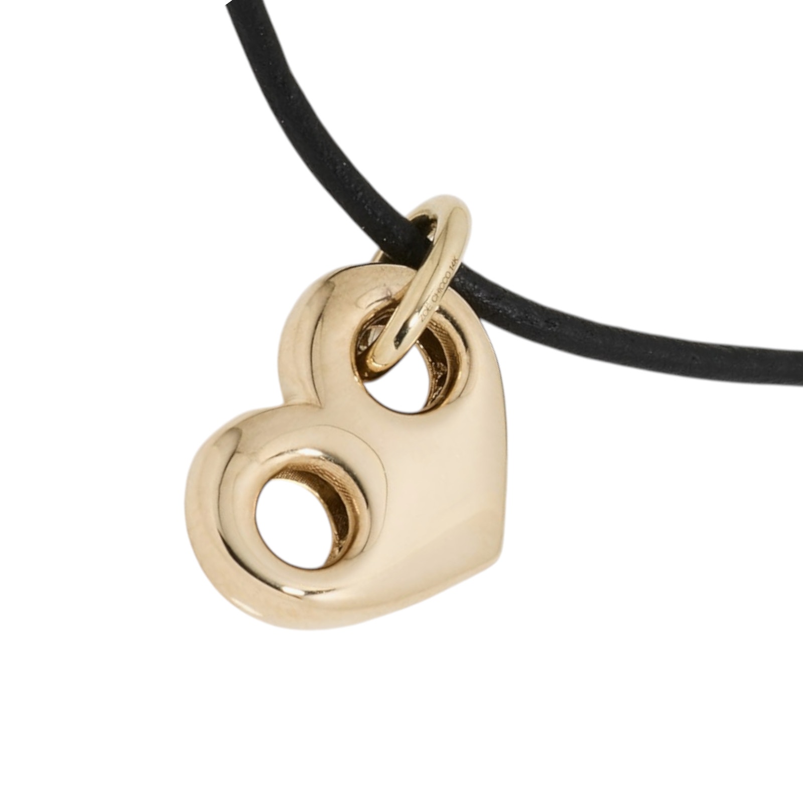 Zoe Chicco 14k Gold Large Mariner Heart Leather Cord Necklace — image 4 of 8